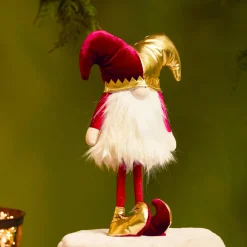 KAEMINGK Lutin de Noël debout (H39 cm) Arlequin et doré Bordeaux Best
