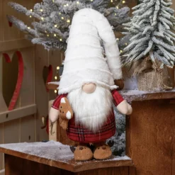 KAEMINGK Lutin de Noël (H65 cm) Gluk Dormeur en pyjama bonnet Blanc Outlet