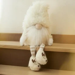 KAEMINGK Lutin de Noël jambes souples (H48 cm) Gaston mignon crème Blanc