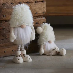 KAEMINGK Lutin de Noël jambes souples (H48 cm) Gaston mignon crème Blanc