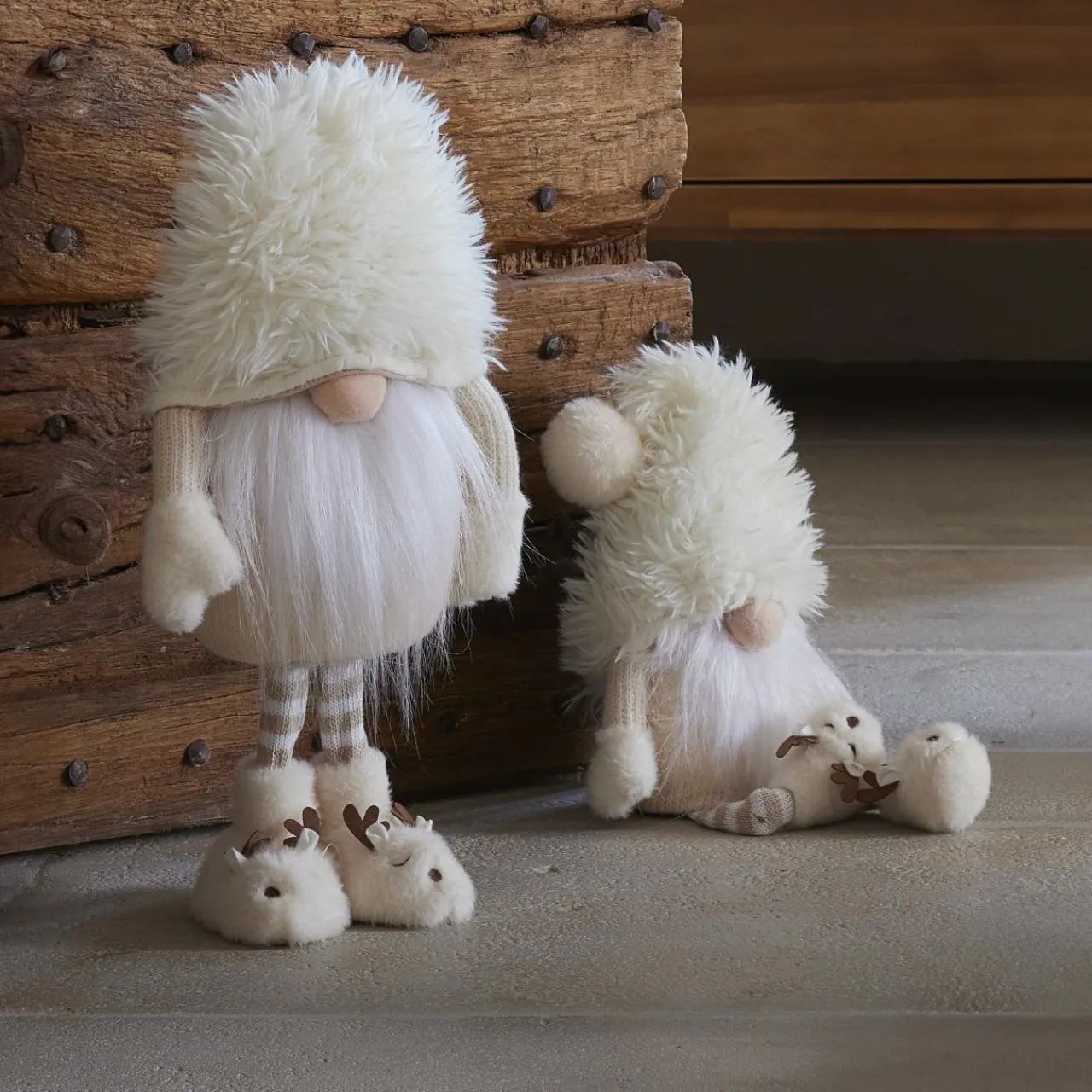 KAEMINGK Lutin de Noël jambes souples (H48 cm) Gaston mignon crème Blanc