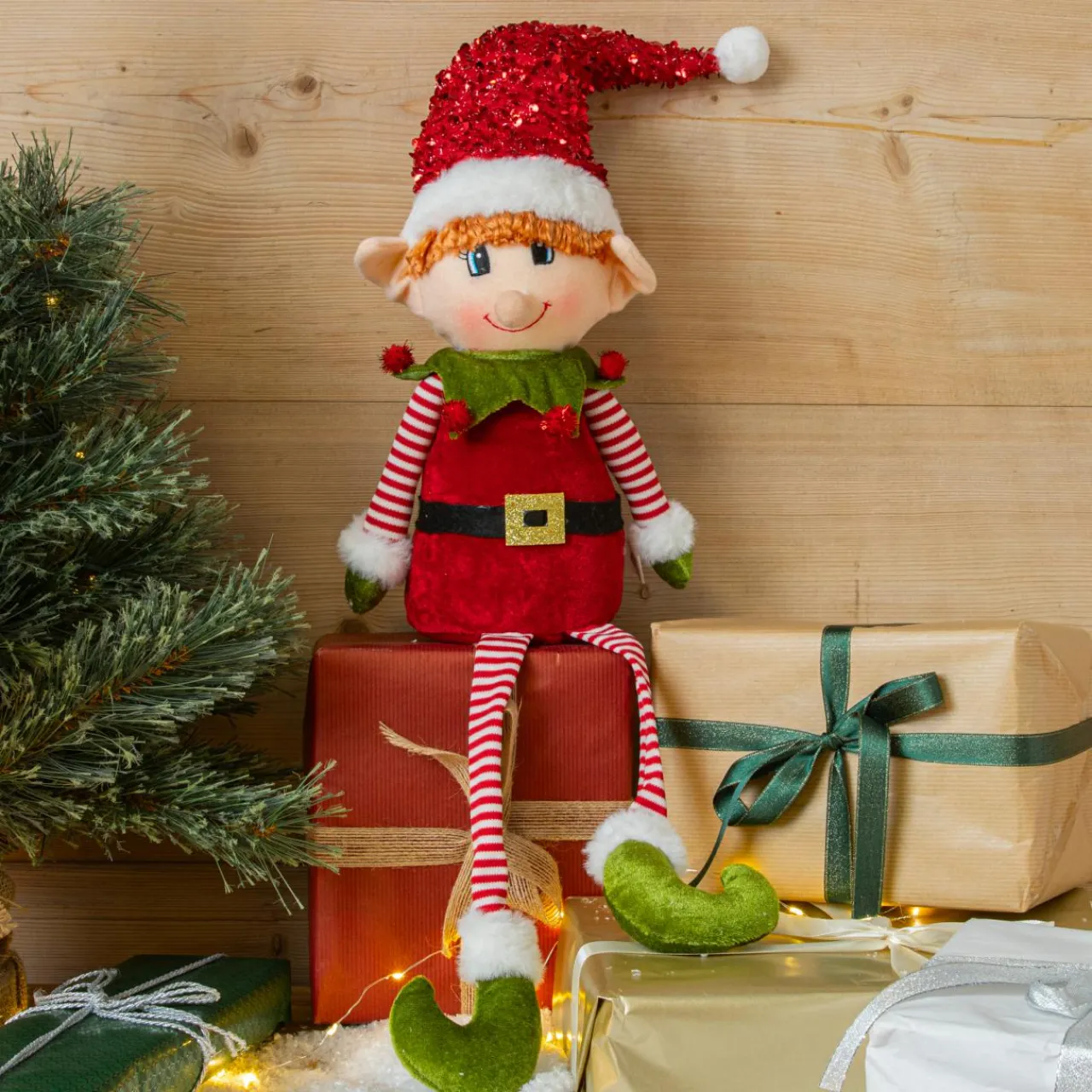 CHRISTMAS DREAM Lutin farceur à asseoir (H57 cm) Pipo en Père Noël Multicolore New
