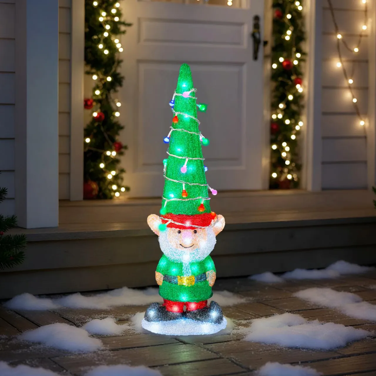 EMINZA Lutin lumineux 60 LED (H60 cm) Joyeux Vert et Blanc froid Outlet