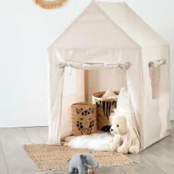 ATMOSPHERA Maison enfant bois et tissu (H116 cm) Safari Beige Hot