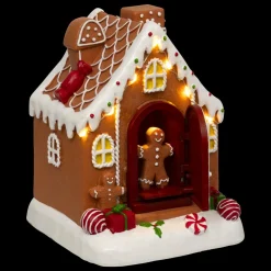 JJA Maisonnette lumineuse, musicale et animée à piles (H16 cm) Joyeux Pain d'épices Multicolore Discount