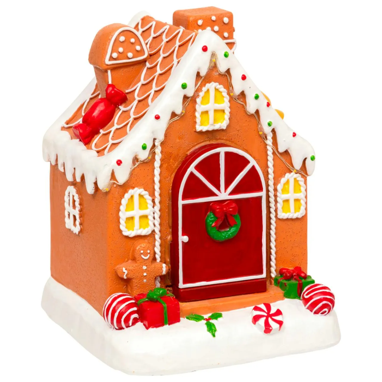 JJA Maisonnette lumineuse, musicale et animée à piles (H16 cm) Joyeux Pain d'épices Multicolore Discount