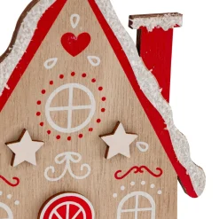 JJA Maison à suspendre en bois (H15 cm) Petit biscuit Rouge New
