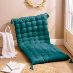 EMINZA Matelas de sol coton (120 x 60 cm) Pixel Bleu canard Outlet