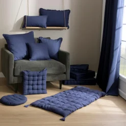 EMINZA Matelas de sol coton (120 x 60 cm) Pixel Bleu marine Outlet
