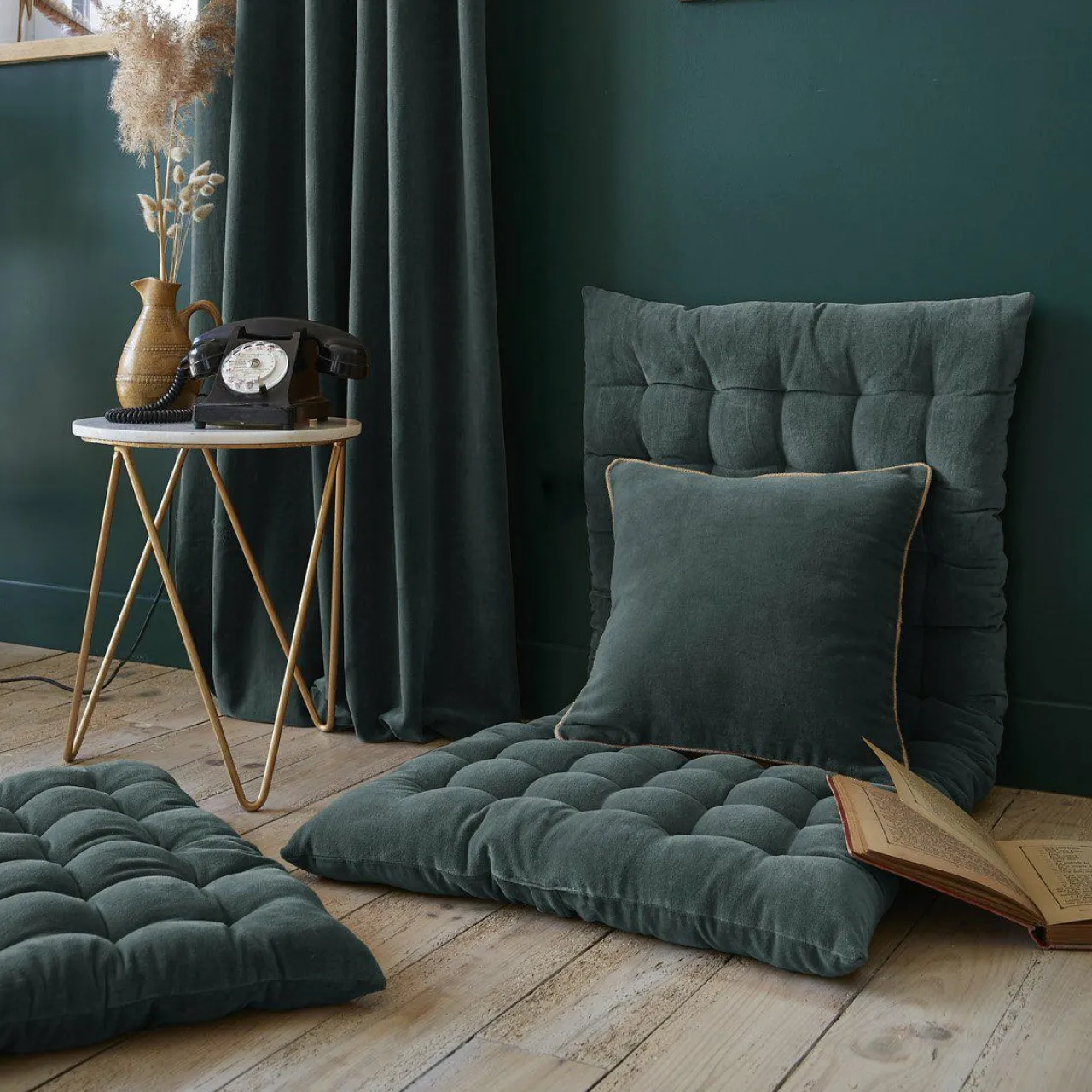 EMINZA Matelas de sol velours de coton (60 x 120 cm) Victor Gris ardoise New