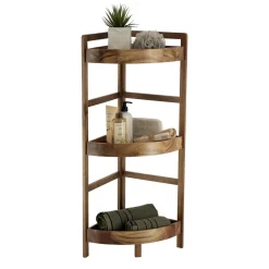 TENDANCE Meuble d'angle 3 étagères bois acacia (29 x H86 cm) Lina Marron New