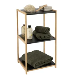 TENDANCE Meuble de rangement bambou 3 étagères (35 x H68 cm) Harmonie Noir