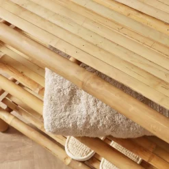 EMINZA Meuble de rangement dressing avec crochets en bambou (70 x H190 cm) Hanoï Naturel
