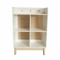 EMINZA Meuble de rangement enfant bois 4 niches (H86 cm) Stars Blanc Clearance
