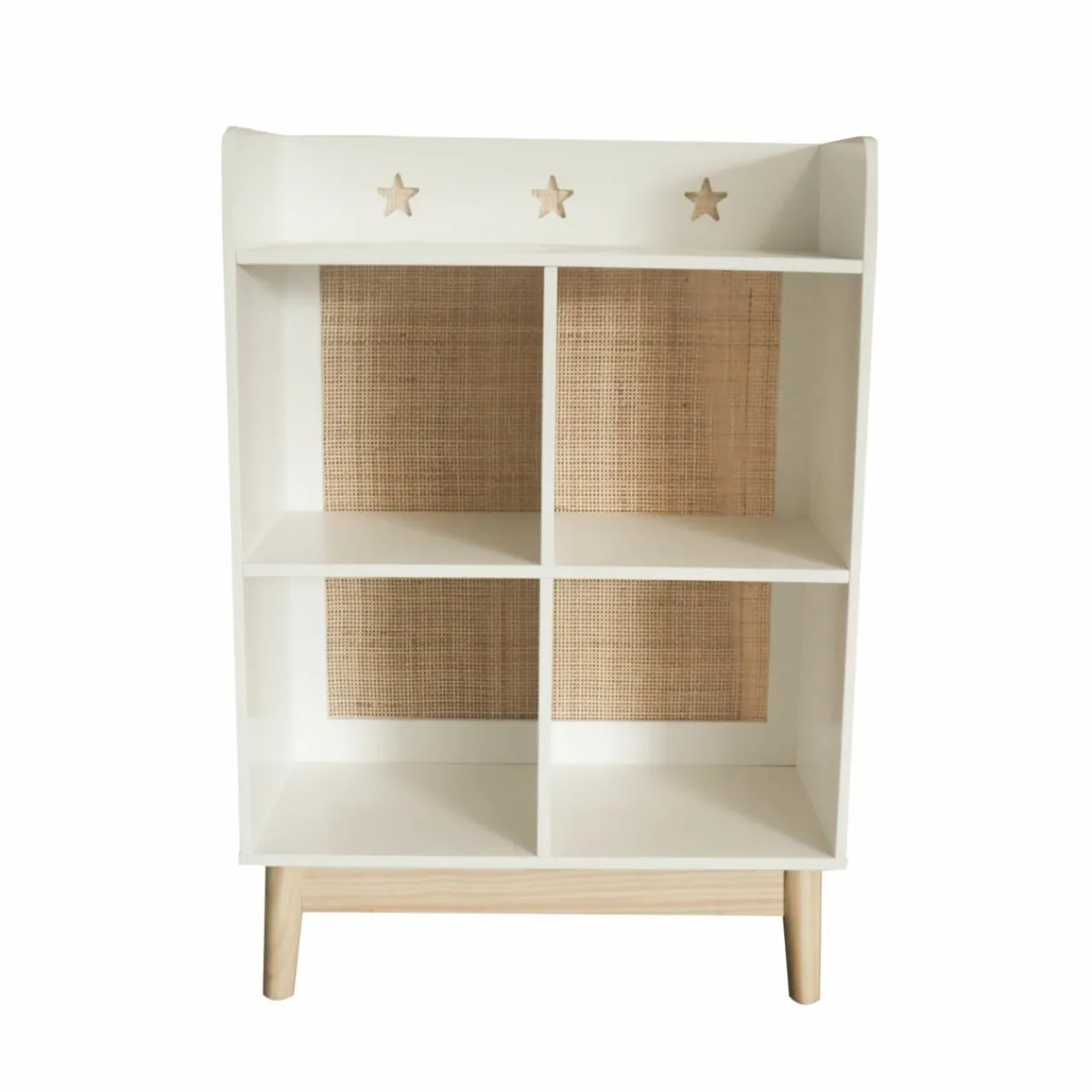 EMINZA Meuble de rangement enfant bois 4 niches (H86 cm) Stars Blanc Clearance