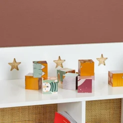 EMINZA Meuble de rangement enfant bois 4 niches (H86 cm) Stars Blanc Clearance