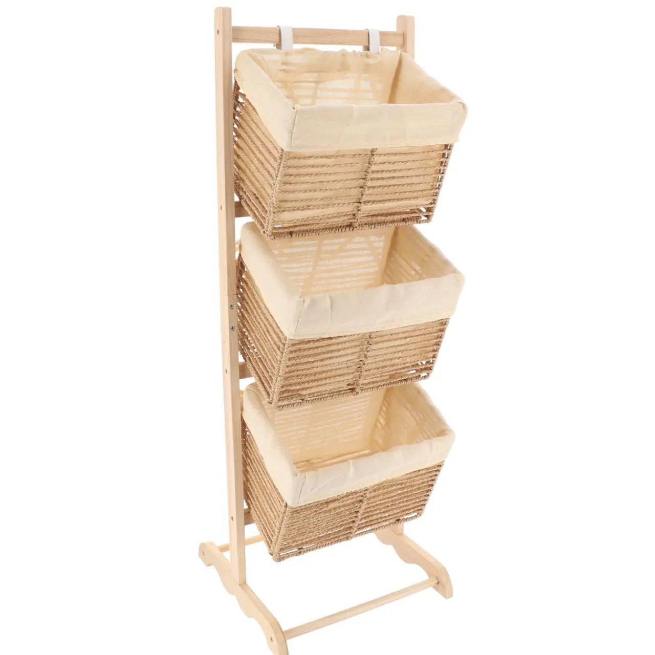 TENDANCE Meuble de rangement 3 paniers inclinés (H102 cm) Paulownia Beige Sale