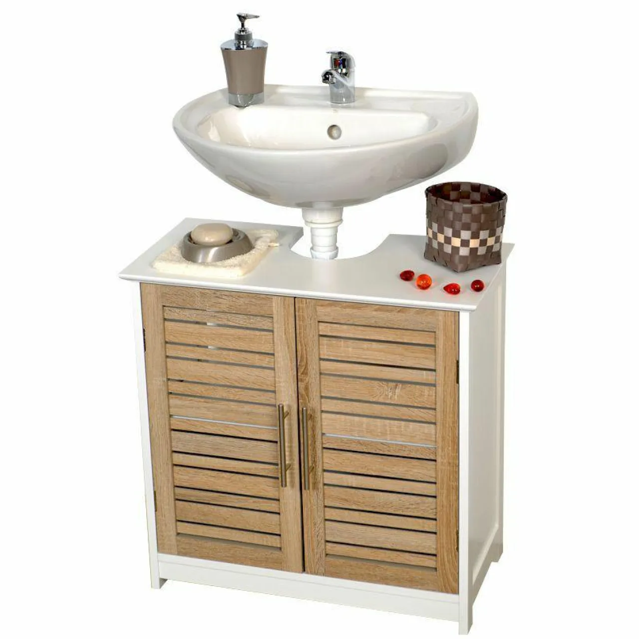 TENDANCE Meuble dessous lavabo (60 x H70 cm) Stockholm Bois New