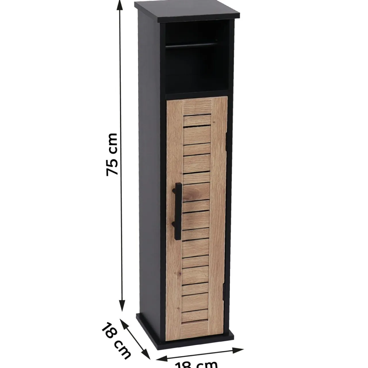 TENDANCE Meuble dérouleur papier toilette avec réserve (H75 cm) Bergen Noir New
