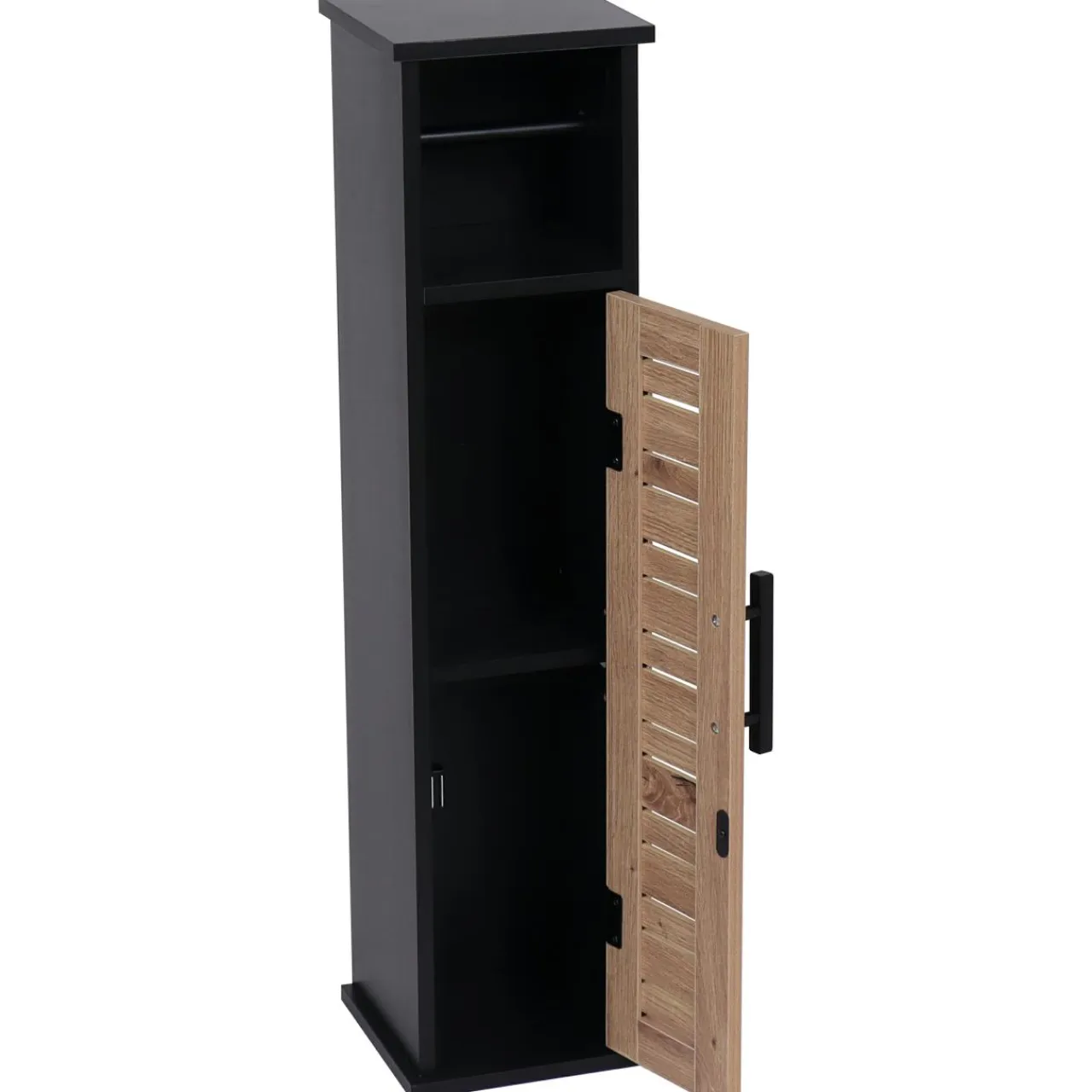 TENDANCE Meuble dérouleur papier toilette avec réserve (H75 cm) Bergen Noir New