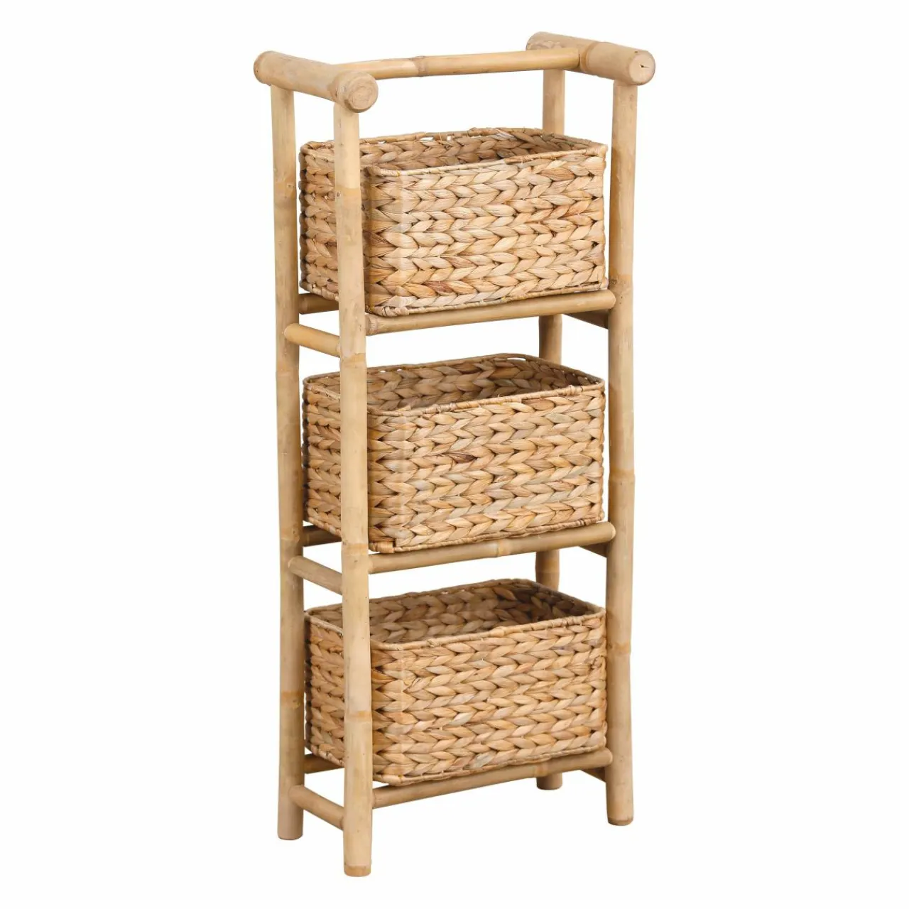 TENDANCE Meuble 3 paniers bambou et jacinthe d'eau (39 x H91 cm) Hanoï Naturel