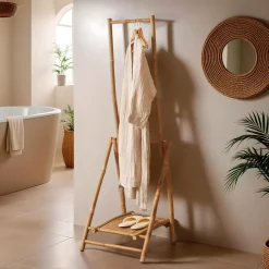 EMINZA Meuble portant pliable avec penderie en bambou (H176 cm) Hanoï Naturel Discount