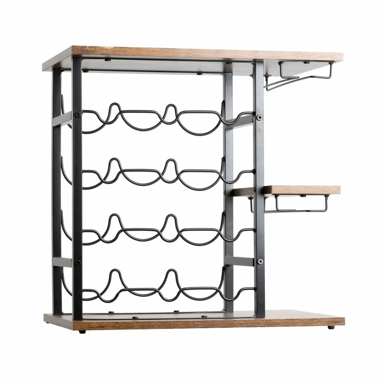 EMINZA Meuble range-bouteilles industriel 12 emplacements et porte-verres (H50 cm) Arthur Noir Hot