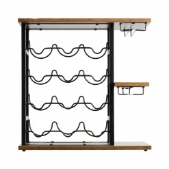 EMINZA Meuble range-bouteilles industriel 12 emplacements et porte-verres (H50 cm) Arthur Noir Hot