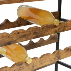 EMINZA Meuble range-bouteilles industriel 18 emplacements et porte-verres (H100 cm) Hugo Marron New