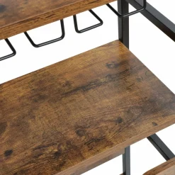 EMINZA Meuble range-bouteilles industriel 18 emplacements et porte-verres (H100 cm) Hugo Marron New