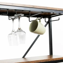 EMINZA Meuble range-bouteilles industriel 10 emplacements et porte-verres (H178 cm) Léon Marron New