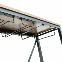 EMINZA Meuble range-bouteilles industriel 10 emplacements et porte-verres (H178 cm) Léon Marron New