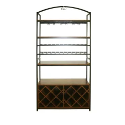 EMINZA Meuble range-bouteilles industriel 32 emplacements et porte-verres (H180 cm) Marceau Marron Best