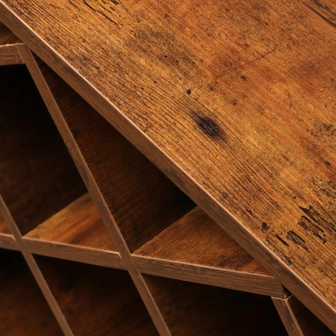 EMINZA Meuble range-bouteilles industriel 32 emplacements et porte-verres (H180 cm) Marceau Marron Best