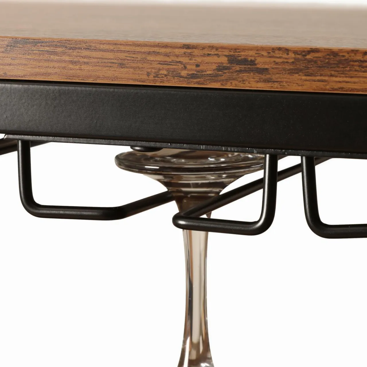 EMINZA Meuble range-bouteilles industriel 32 emplacements et porte-verres (H180 cm) Marceau Marron Best