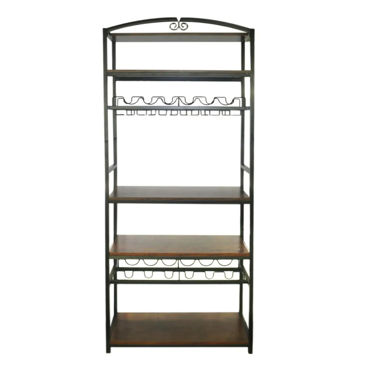 EMINZA Meuble range-bouteilles industriel 12 emplacements et porte-verres (H180 cm) Pablo Marron Discount