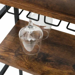 EMINZA Meuble range-bouteilles industriel 18 emplacements et porte-verres (H82 cm) Paul Marron Clearance