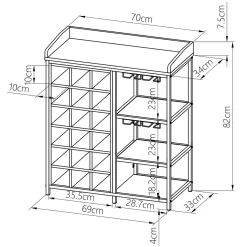EMINZA Meuble range-bouteilles industriel 18 emplacements et porte-verres (H82 cm) Paul Marron Clearance