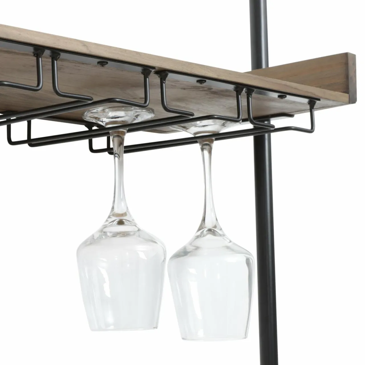 EMINZA Meuble range-bouteilles mural et métal 18 emplacements et porte-verres (H120 cm) Isaac Marron Bois Clearance