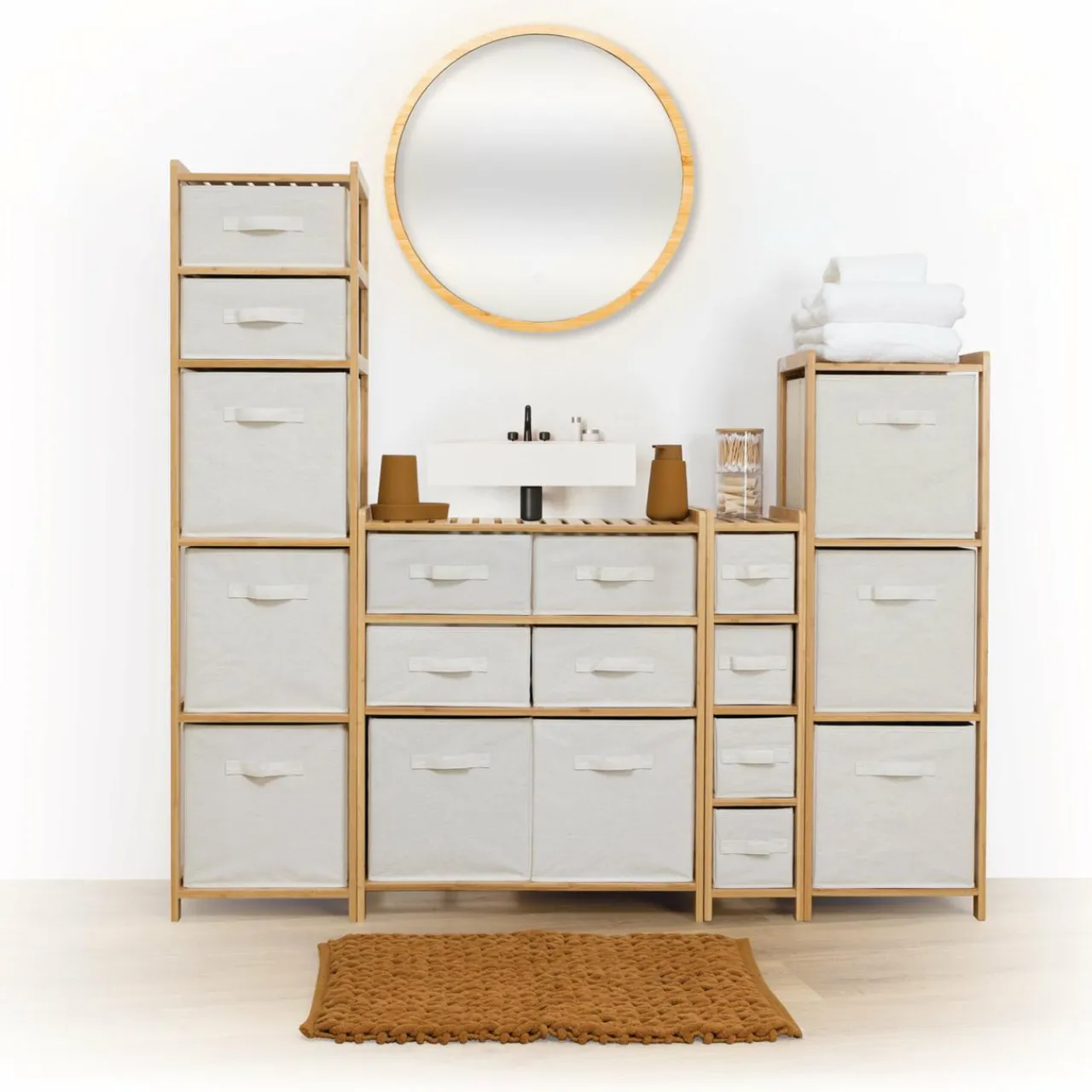 5 Five Simply Smart Meuble rangement paniers 6 niveaux (66 x H78.5 cm) Tidy box Ecru Clearance