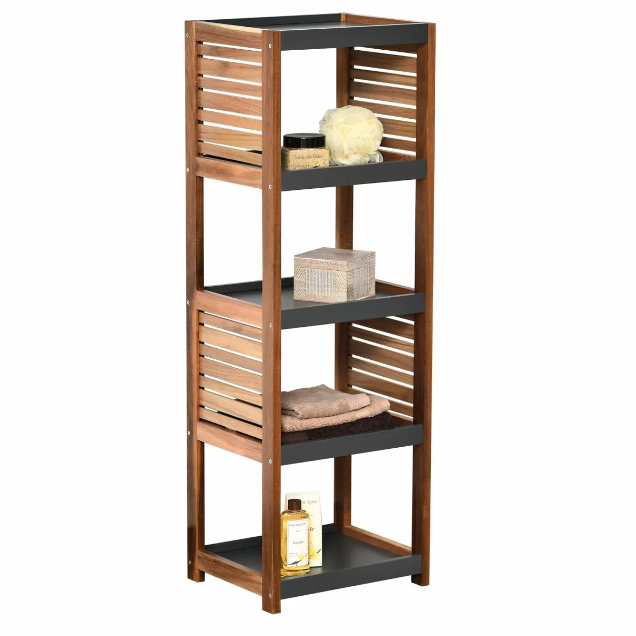 TENDANCE Meuble rangement 5 étagères (36 x H108 cm) Elément Acacia Bois Outlet