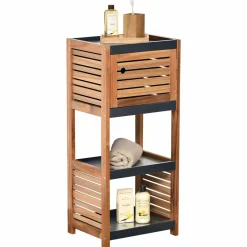 TENDANCE Meuble rangement 4 étagères (36 x H83 cm) Elément Acacia Bois New