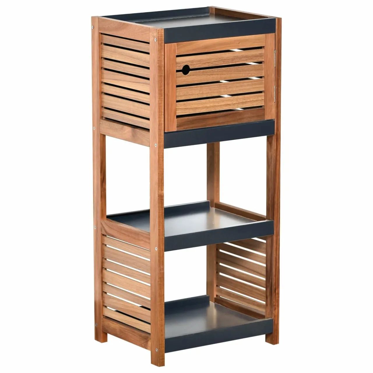 TENDANCE Meuble rangement 4 étagères (36 x H83 cm) Elément Acacia Bois New