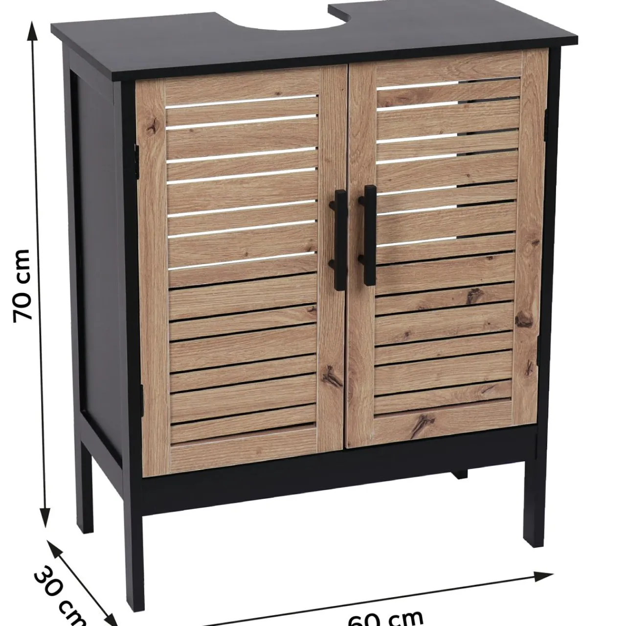 TENDANCE Meuble sous lavabo (60 x H70 cm) Bergen Noir Outlet