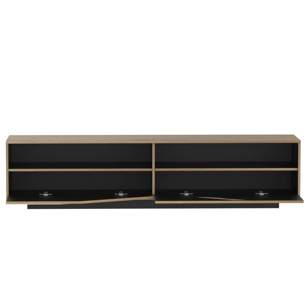 EMINZA Meuble TV en design (L180 x 40 cm) Florida Blanc, noir et naturel Bois Discount
