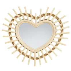 OSTARIA Miroir mural en bambou (H22 cm) Coeur Naturel Online