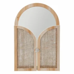 OSTARIA Miroir mural en bois (H45 cm) Porte battante Naturel Hot