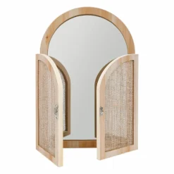 OSTARIA Miroir mural en bois (H45 cm) Porte battante Naturel Hot