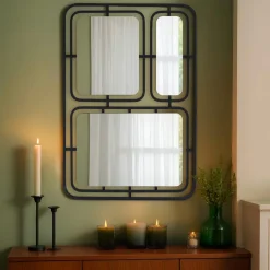 EMINZA Miroir mural en métal (H80 cm) Reflet Métallique Noir Online
