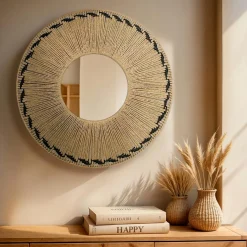 EMINZA Miroir mural rond en corde (D65 cm) Tuvalu Naturel Clearance